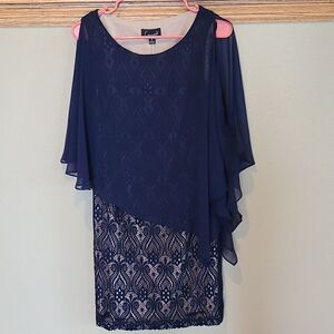 Connected‎ apparel womens navy blue cocktail sleeveless dress size 8p